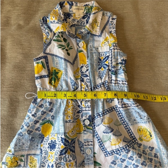Crewcuts by J.Crew Girls Dress Size 3 – Blue Yellow Lemon Tile Print - Picture 7 of 9